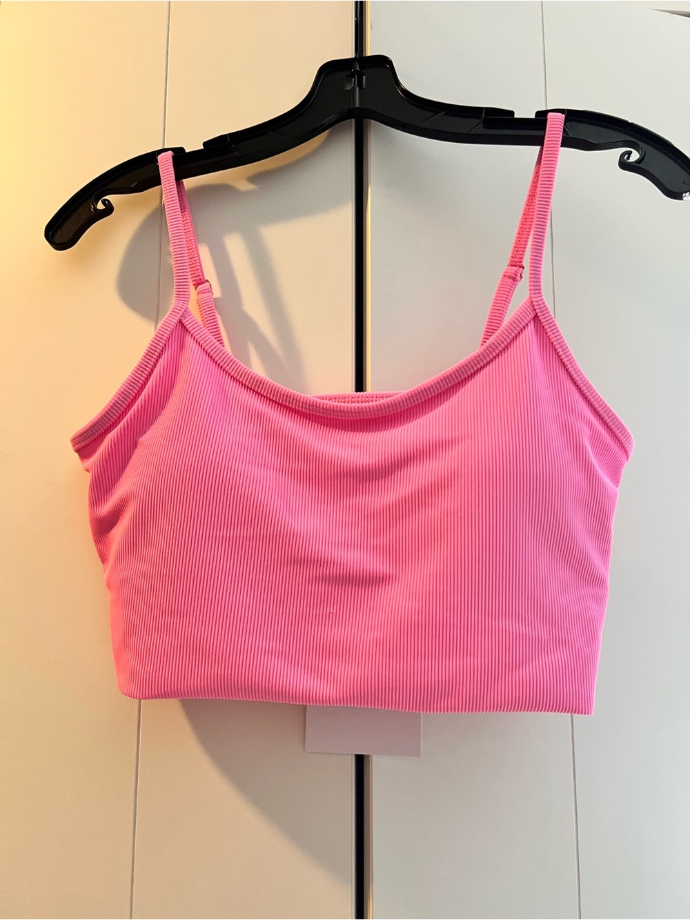 NWT Beach Riot Hot Pink Ribbed Cropped Bikini Top